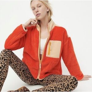 J Crew superplush Sherpa full zip jacket size large fleece cozy